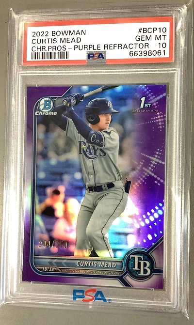2022 Bowman Chrome Prospects Bcp10 Curtis Mead Purple Refractor PSA 10