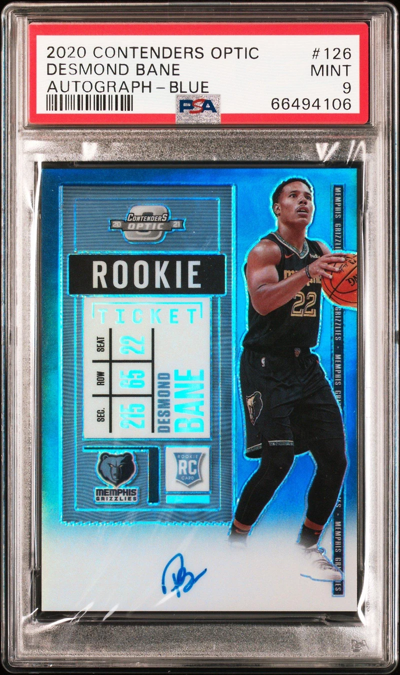 2020 Panini Contenders Optic 126 Desmond Bane Autograph-blue PSA 9