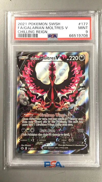 2021 Pokemon Sword & Shield Chilling Reign 177 Fa/galarian Moltres V PSA 9