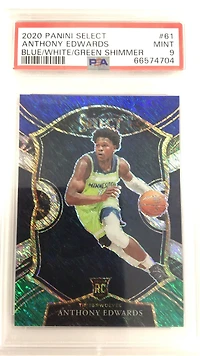 2020 Panini Select 61 Anthony Edwards Blue/white/green Shimmer PSA 9