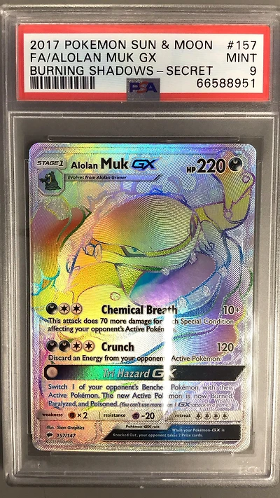 2017 Pokemon Sun & Moon Burning Shadows 157 Full Art/alolan Muk Gx Secret PSA