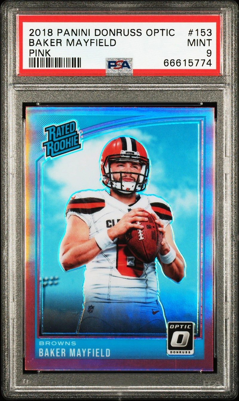 2018 Panini Donruss Optic 153 Baker Mayfield Pink PSA 9