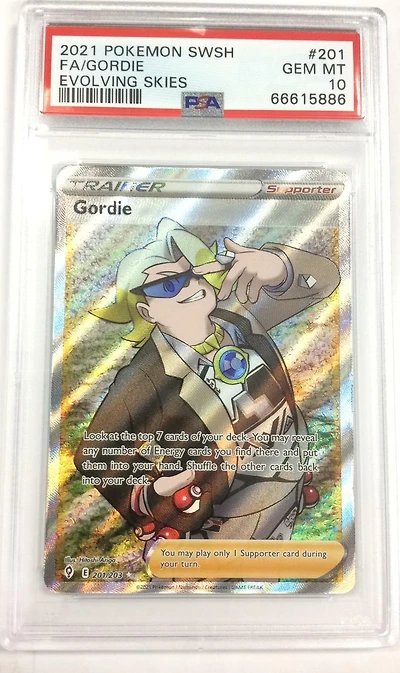 2021 Pokemon Sword & Shield Evolving Skies 201 Full Art/gordie PSA 10