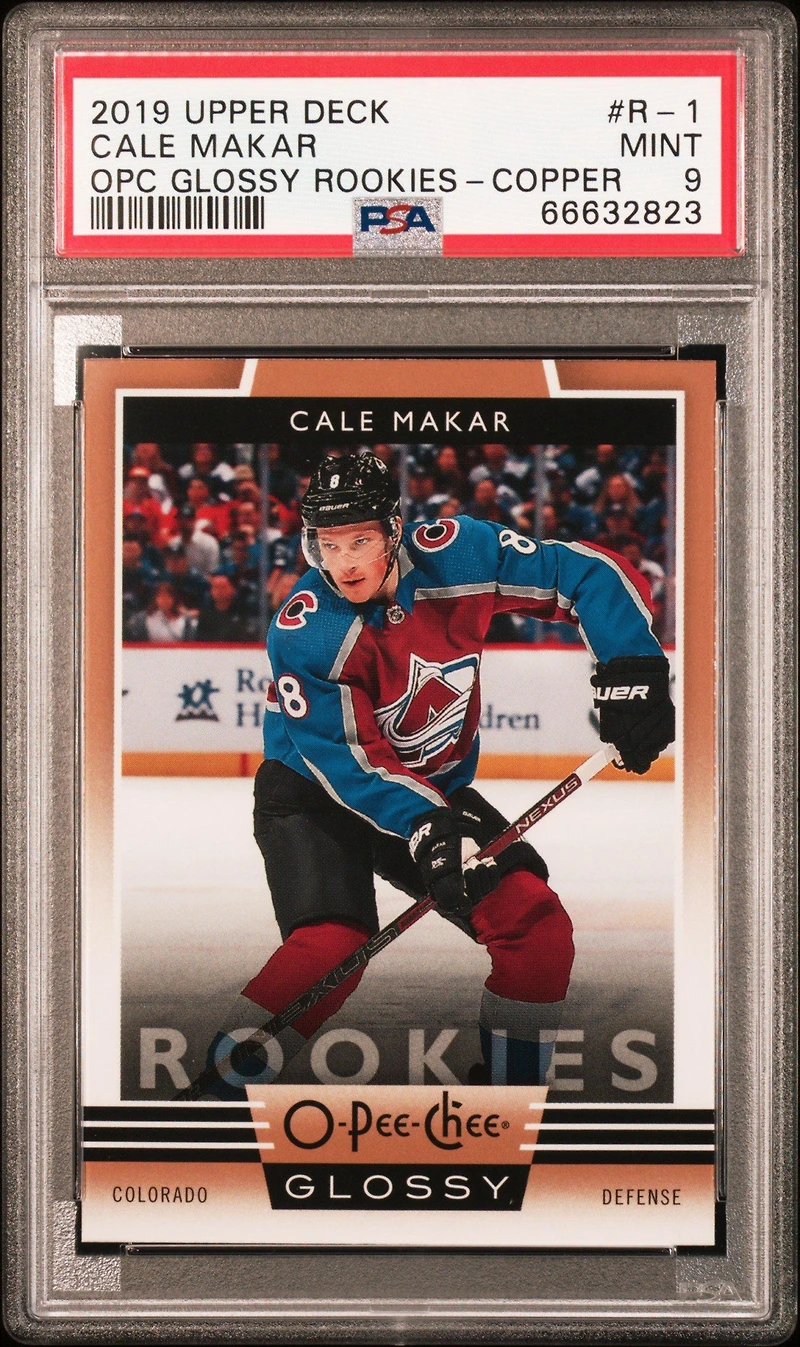 2019 Upper Deck Opc Glossy Rookies R-1 Cale Makar Copper PSA 9