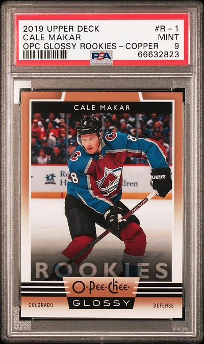 2019 Upper Deck Opc Glossy Rookies R-1 Cale Makar Copper PSA 9