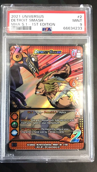 2021 Universus My Hero Academia Series 1.0 2 Detroit Smash 1st Edition PSA 9