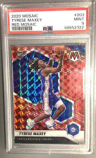2020 Panini Mosaic 203 Tyrese Maxey Mosaic PSA 9