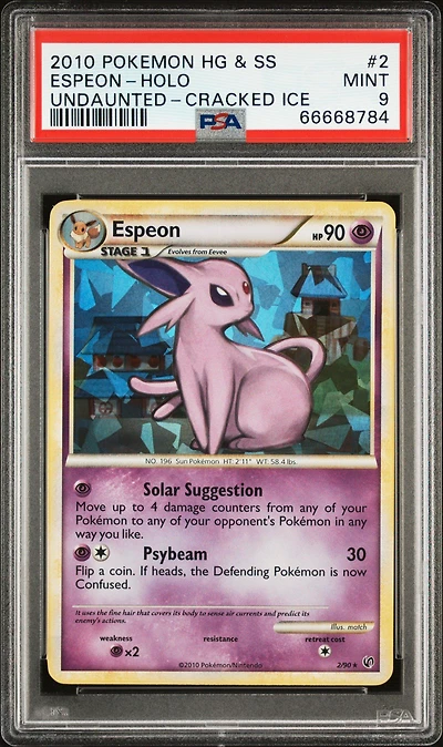 2010 Pokemon Heartgold & Soulsilver Undaunted 2 Espeon-holo Cracked Ice PSA