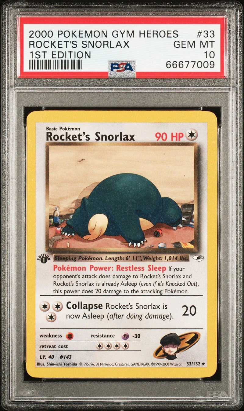 2000 Pokemon Gym Heroes 33 Rocket's Snorlax 1st Edition PSA