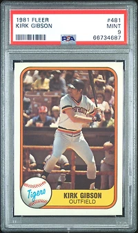 1981 Fleer 481 Kirk Gibson PSA 9