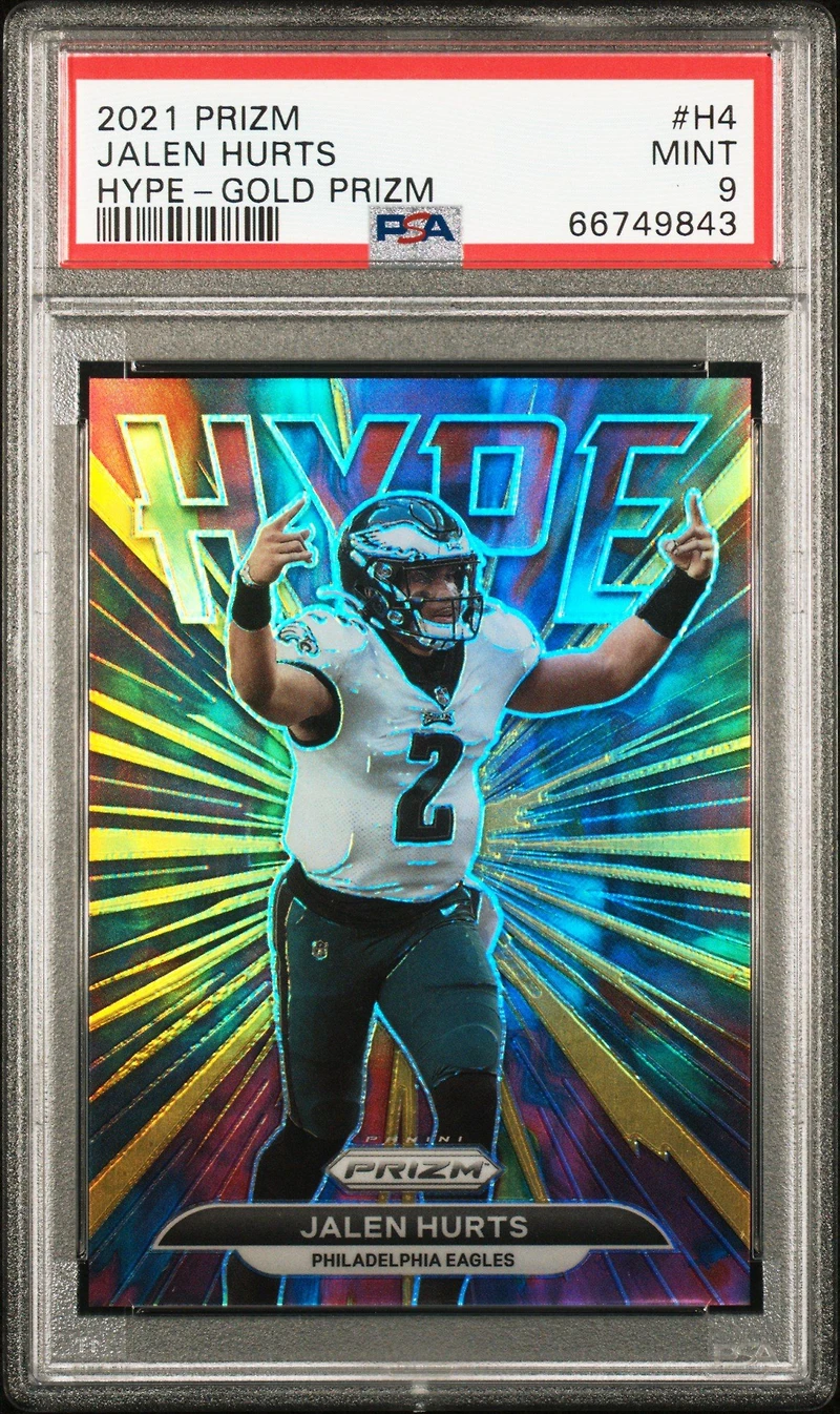 2021 Panini Prizm Hype H4 Jalen Hurts Gold Prizm PSA 9