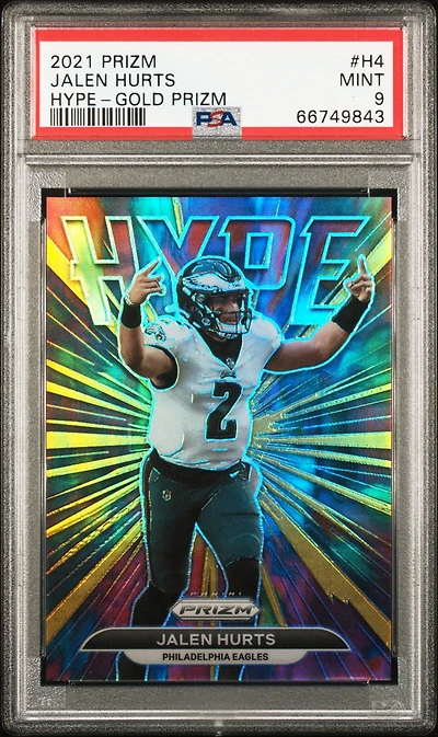 2021 Panini Prizm Hype H4 Jalen Hurts Gold Prizm PSA 9