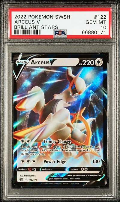 2022 Pokemon Sword & Shield Brilliant Stars 122 Arceus V PSA 10