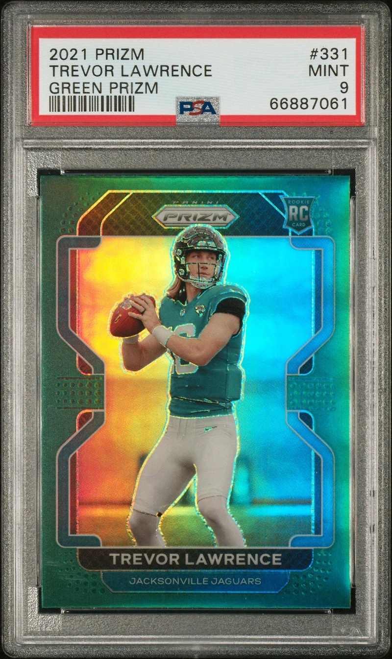 2021 Panini Prizm 331 Trevor Lawrence Green Prizm PSA 9