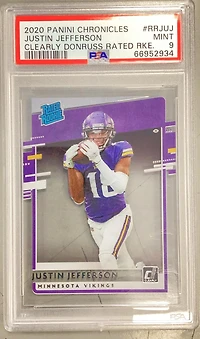 2020 Panini Chronicles Clearly Donruss Rated Rookies Rrjuj Justin Jefferson PSA 9