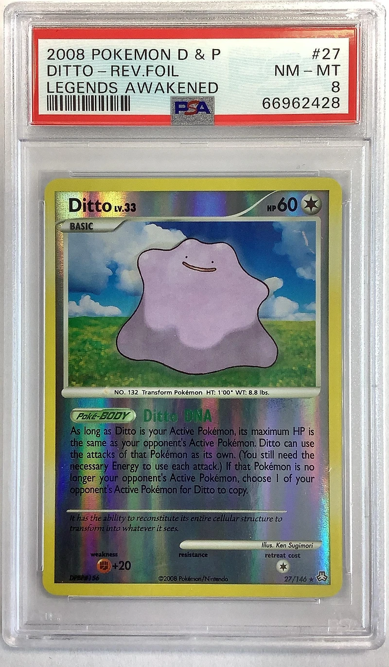 2008 Pokemon Diamond & Pearl Legends Awakened 27 Ditto-reverse Foil PSA 8