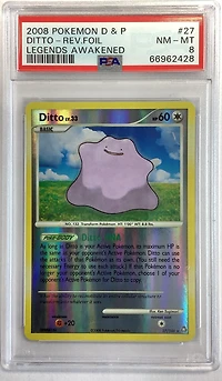 2008 Pokemon Diamond & Pearl Legends Awakened 27 Ditto-reverse Foil PSA 8