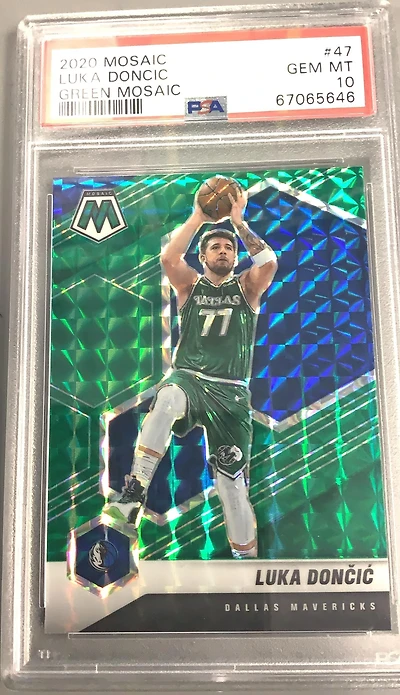2020 Panini Mosaic 47 Luka Doncic Green Mosaic PSA 10