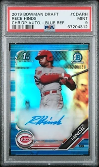 2019 Bowman Draft Chrome Draft Picks Autograph Cdarh Rece Hinds Blue Refractor PSA 9