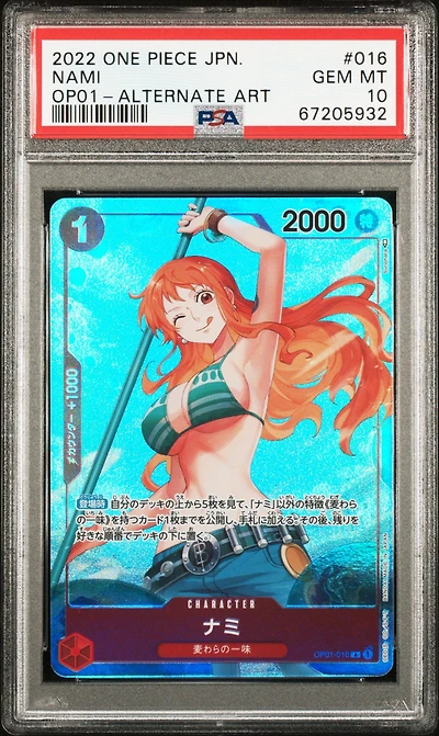 2022 One Piece Japanese Romance Dawn 016 Nami Alternate Art PSA 10