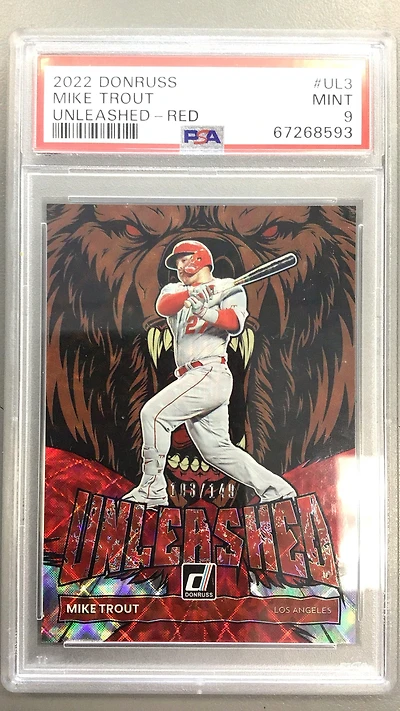 2022 Panini Donruss Unleashed Ul3 Mike Trout Red PSA 9