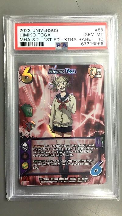 2022 Universus My Hero Academia Series 2.0 Crimson Rampage 85 Himiko Toga 1st Edition-xtra Rare PSA 10