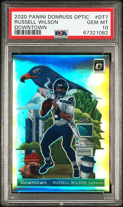 2020 Panini Donruss Optic Downtown Dt7 Russell Wilson PSA 10