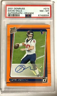 2021 Panini Donruss 273 Davis Mills Autograph-orange PSA 8