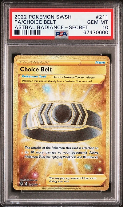 2022 Pokemon Sword & Shield Astral Radiance 211 Full Art/choice Belt Secret PSA 10