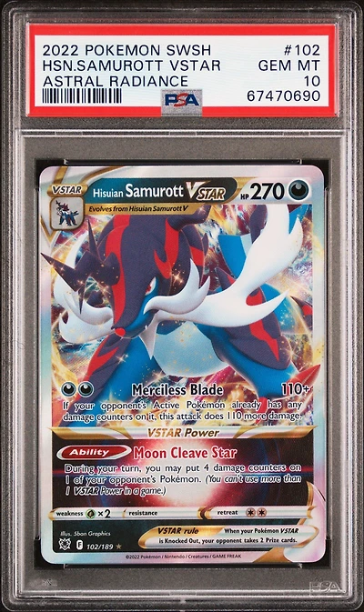2022 Pokemon Sword & Shield Astral Radiance 102 Hisuian Samurott Vstar PSA 10