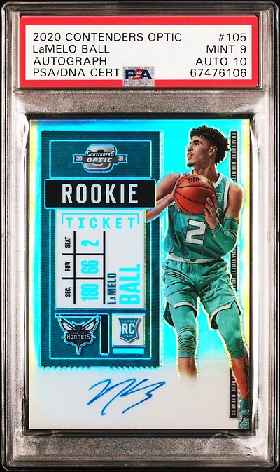 2020 Panini Contenders Optic 105 Lamelo Ball Autograph PSA 9