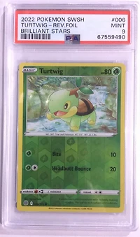 2022 Pokemon Sword & Shield Brilliant Stars 006 Turtwig-reverse Foil PSA 9
