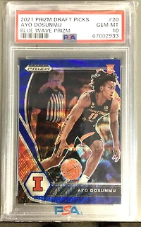 2021 Panini Prizm Draft Picks 20 Ayo Dosunmu Blue Wave Prizm PSA 10