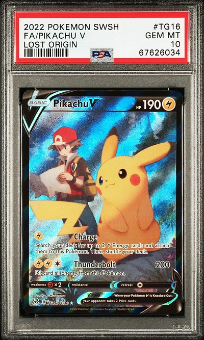 2022 Pokemon Sword & Shield Lost Origin Tg16 Fa/pikachu V PSA
