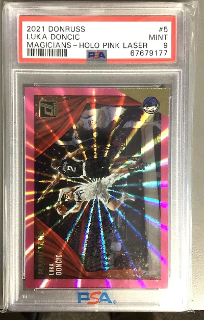 2021 Panini Donruss Magicians 5 Luka Doncic Holo Pink Laser PSA 9