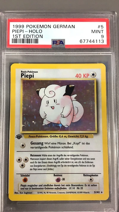 1999 Pokemon German 5 Piepi-holo 1st Edition PSA 9