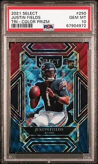 2021 Panini Select 250 Justin Fields Tri-color Prizm PSA 10
