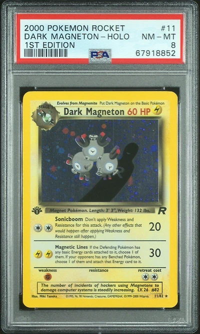 2000 Pokemon Rocket 11 Dark Magneton PSA 8