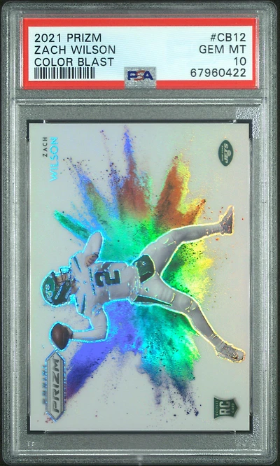 2021 Panini Prizm Color Blast Cb12 Zach Wilson PSA 10