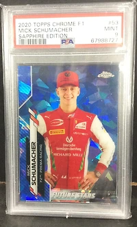 2020 Topps Chrome Formula 1 Sapphire Edition 53 Mick Schumacher PSA 9
