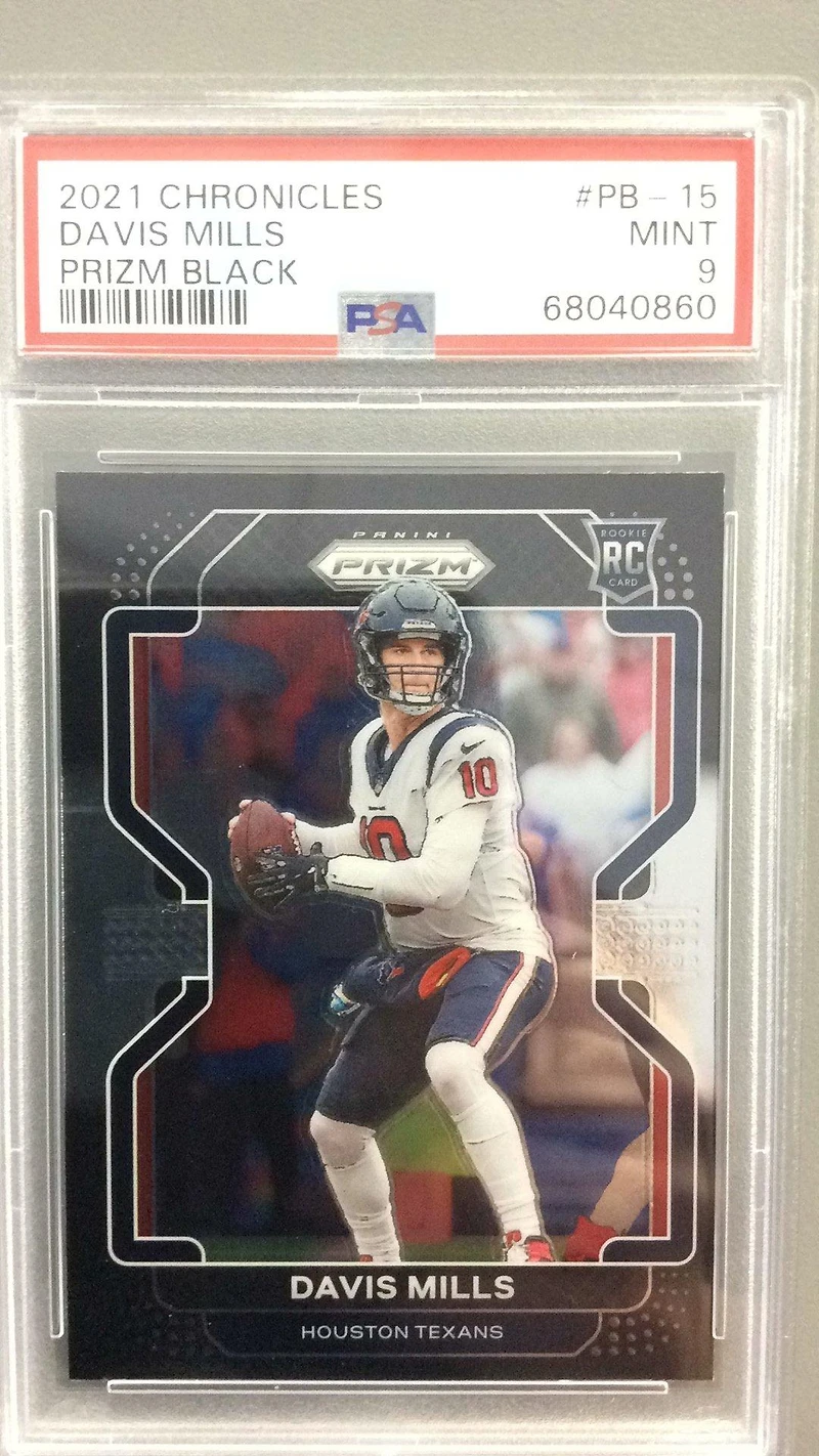 2021 Panini Chronicles Prizm Black Pb-15 Davis Mills PSA 9