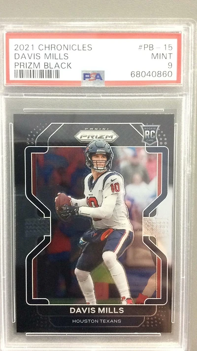 2021 Panini Chronicles Prizm Black Pb-15 Davis Mills PSA 9