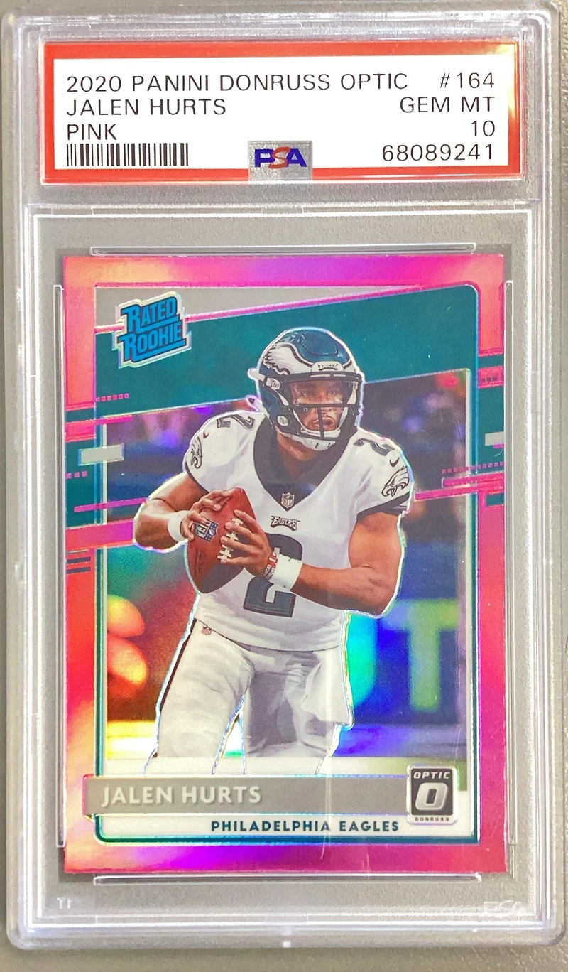 2020 Panini Donruss Optic 164 Jalen Hurts Pink PSA