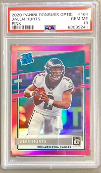 2020 Panini Donruss Optic 164 Jalen Hurts Pink PSA