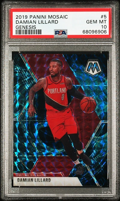 2019 Panini Mosaic 5 Damian Lillard Genesis PSA 10