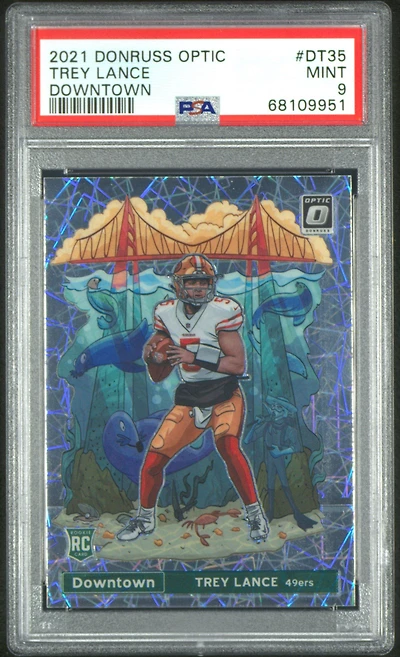 2021 Panini Donruss Optic Downtown Dt35 Trey Lance PSA 9