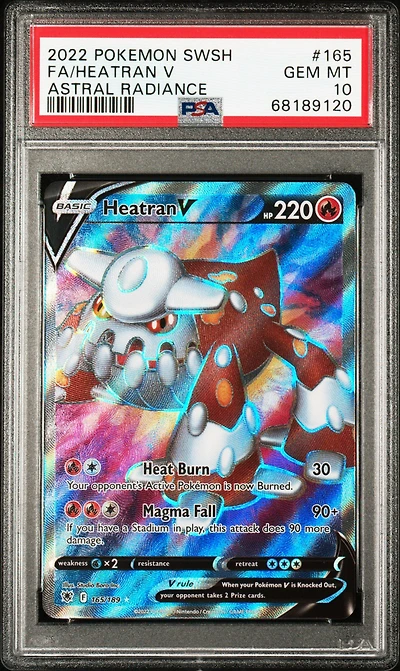 2022 Pokemon Sword & Shield Astral Radiance 165 Full Art/heatran V PSA 10