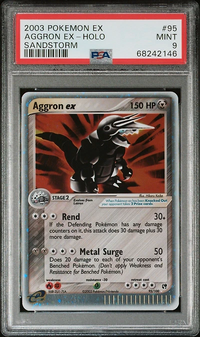 2003 Pokemon Ex Sandstorm 95 Aggron Ex PSA 9