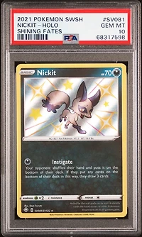 2021 Pokemon Sword & Shield Shining Fates Sv081 Nickit-holo PSA 10