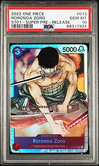 2022 One Piece Starter Deck St01-straw Hat Crew 013 Roronoa Zoro Super Pre-release PSA 10